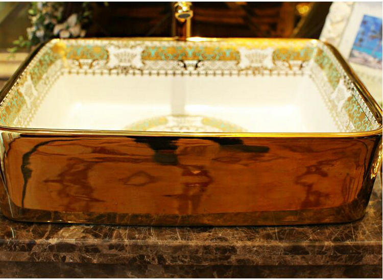 Arezzo Mosaic Gold Rectangular Countertop Bathroom Sink